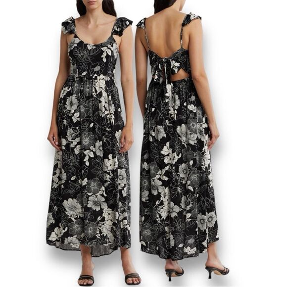 WISHLIST Women’s Floral Printed Flutter Strap Sleeveless Dress in the Size Large - Picture 3 of 16